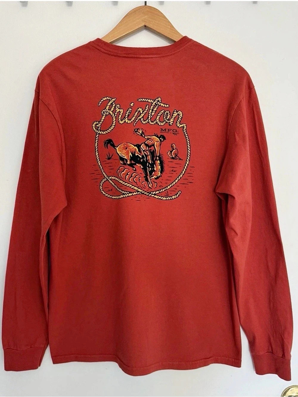 Brixton Graphic Long Sleeve Tee in Burnt Orange Size Medium